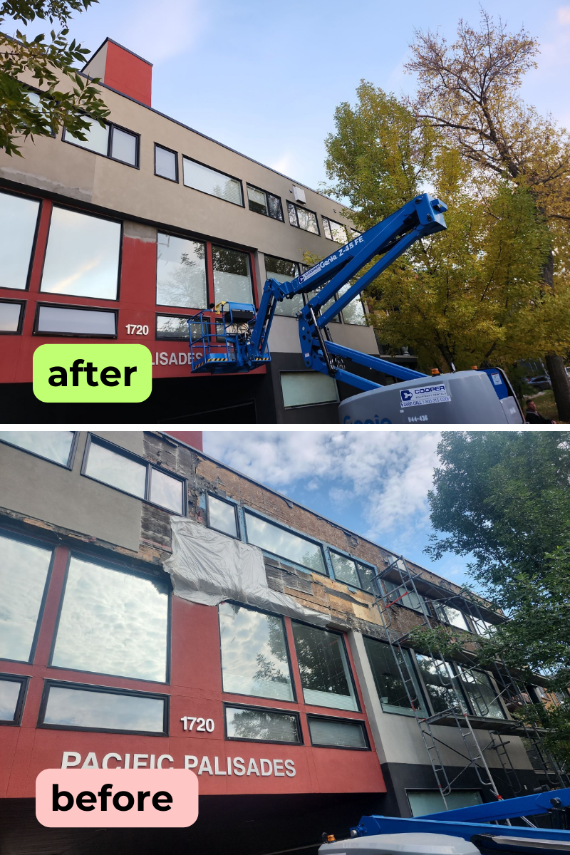 Commercial stucco project at Pacific Palisades Condos in Mount Royal