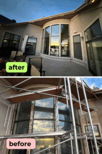 Stucco battens rebuilt to a beautiful mold windows section in Canmore