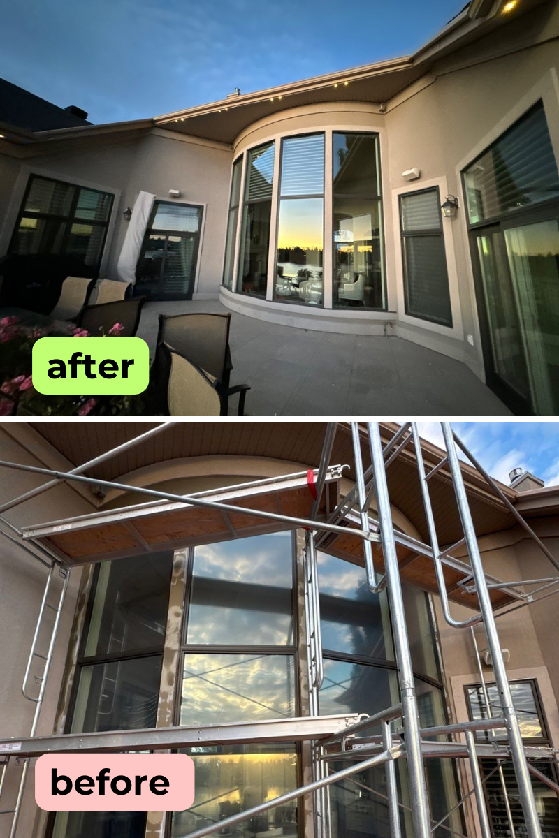 Stucco battens rebuilt to a beautiful mold windows section in Canmore