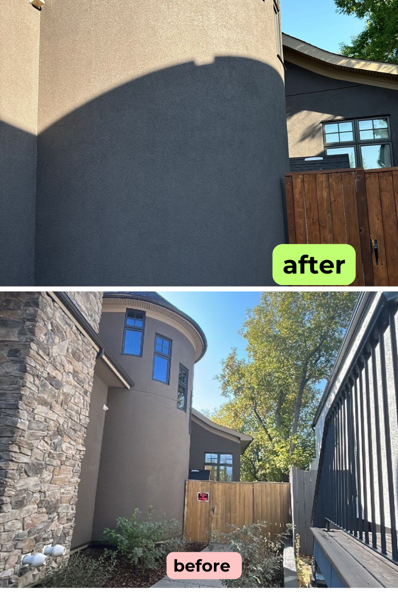 stucco elastomeric painting to right house elevation bump out